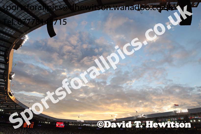 Hampden Park under a beautiful sky at the Commonwealth Games, Glasgow. Photo: David T. Hewitson/Sports for All Pics